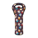 Cute Cupcake Pattern Print Single Neoprene Wine Tote