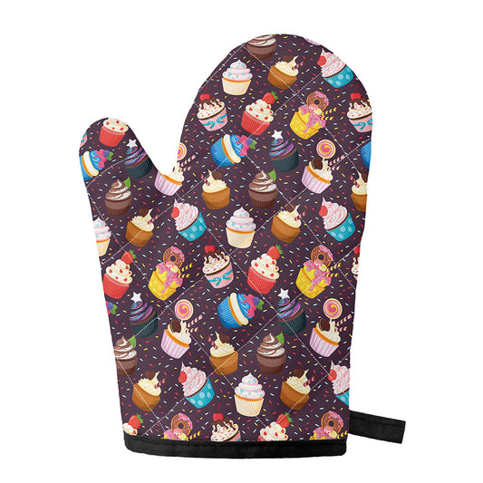 Cute Cupcake Pattern Print Single Oven Mitt