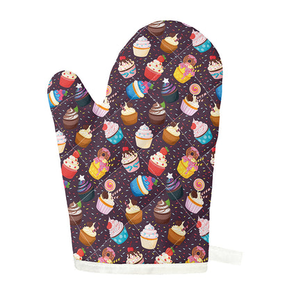 Cute Cupcake Pattern Print Single Oven Mitt