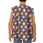 Cute Cupcake Pattern Print Sleeveless Baseball Jersey