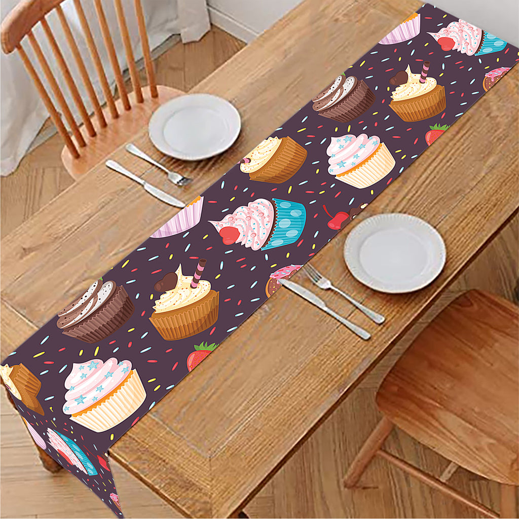 Cute Cupcake Pattern Print Table Runner