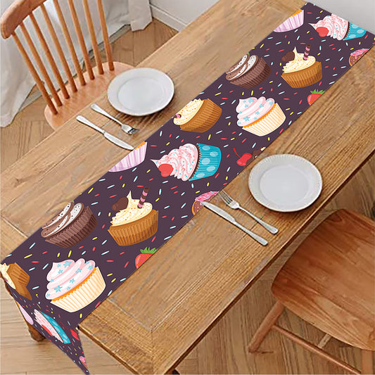 Cute Cupcake Pattern Print Table Runner