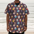 Cute Cupcake Pattern Print Textured Short Sleeve Shirt