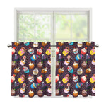 Cute Cupcake Pattern Print Tier Curtains
