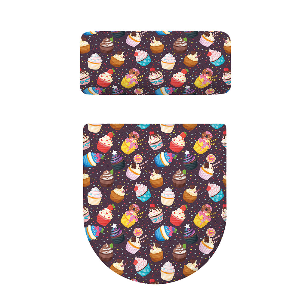 Cute Cupcake Pattern Print Toilet Lid And Tank Cover Set