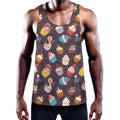 Cute Cupcake Pattern Print Men's Workout Tank Top