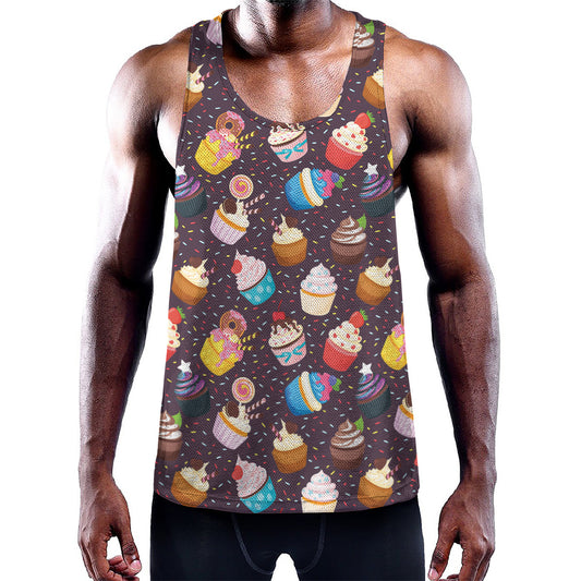 Cute Cupcake Pattern Print Training Tank Top