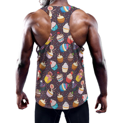 Cute Cupcake Pattern Print Training Tank Top