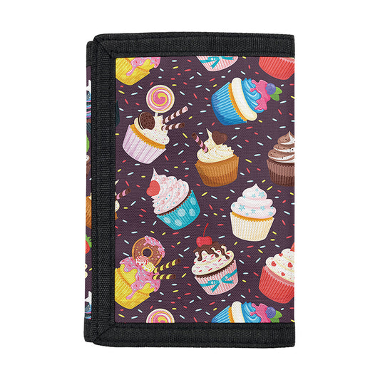Cute Cupcake Pattern Print Trifold Wallet