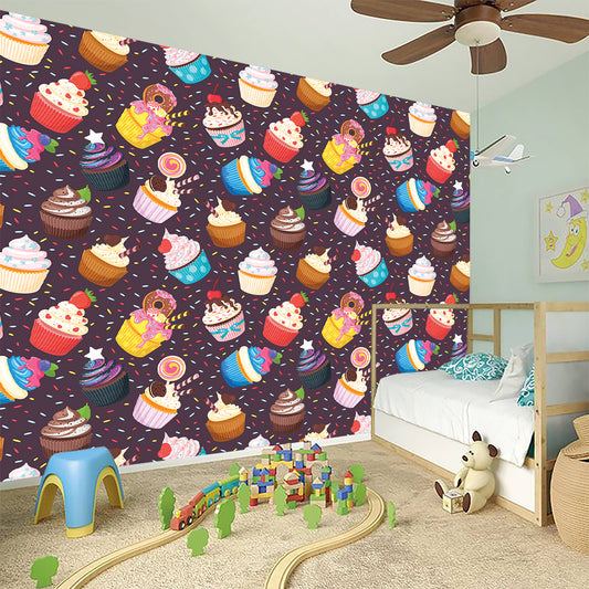 Cute Cupcake Pattern Print Wall Sticker