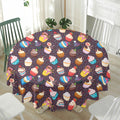 Cute Cupcake Pattern Print Waterproof Round Tablecloth