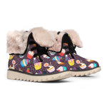 Cute Cupcake Pattern Print Winter Boots
