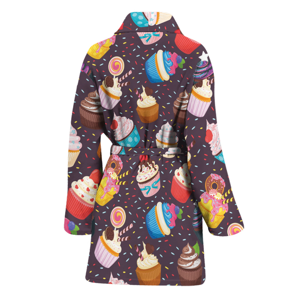 Cute Cupcake Pattern Print Women's Bathrobe