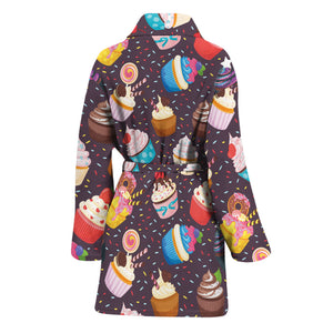 Cute Cupcake Pattern Print Women's Bathrobe