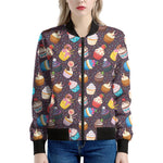 Cute Cupcake Pattern Print Women's Bomber Jacket