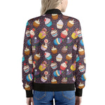 Cute Cupcake Pattern Print Women's Bomber Jacket