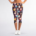 Cute Cupcake Pattern Print Women's Capri Leggings