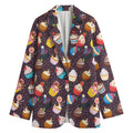 Cute Cupcake Pattern Print Women's Cotton Blazer