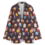 Cute Cupcake Pattern Print Women's Cotton Blazer