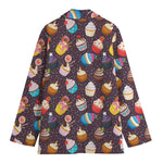 Cute Cupcake Pattern Print Women's Cotton Blazer