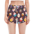 Cute Cupcake Pattern Print Women's Split Running Shorts