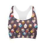 Cute Cupcake Pattern Print Women's Sports Bra