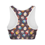 Cute Cupcake Pattern Print Women's Sports Bra