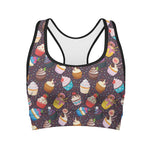 Cute Cupcake Pattern Print Women's Sports Bra