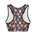 Cute Cupcake Pattern Print Women's Sports Bra
