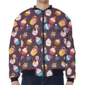 Cute Cupcake Pattern Print Zip Sleeve Bomber Jacket