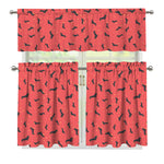 Cute Dachshund Pattern Print 3 Piece Kitchen Curtains