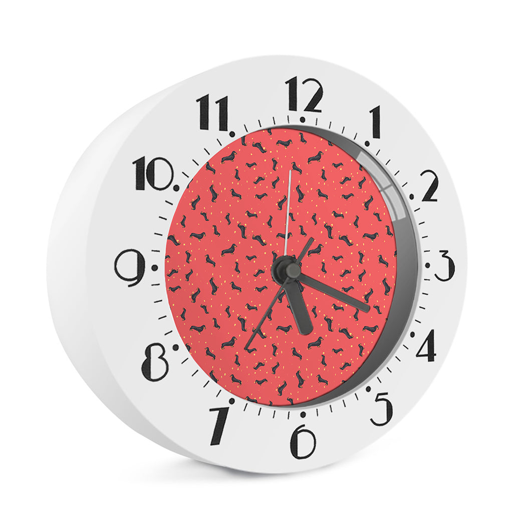 Cute Dachshund Pattern Print Alarm Clock