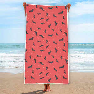 Cute Dachshund Pattern Print Beach Towel