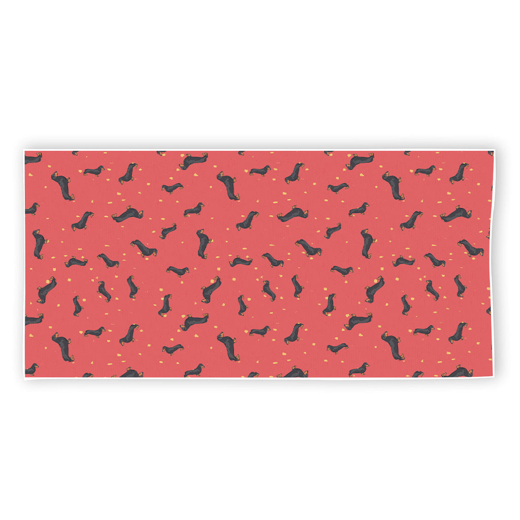 Cute Dachshund Pattern Print Beach Towel