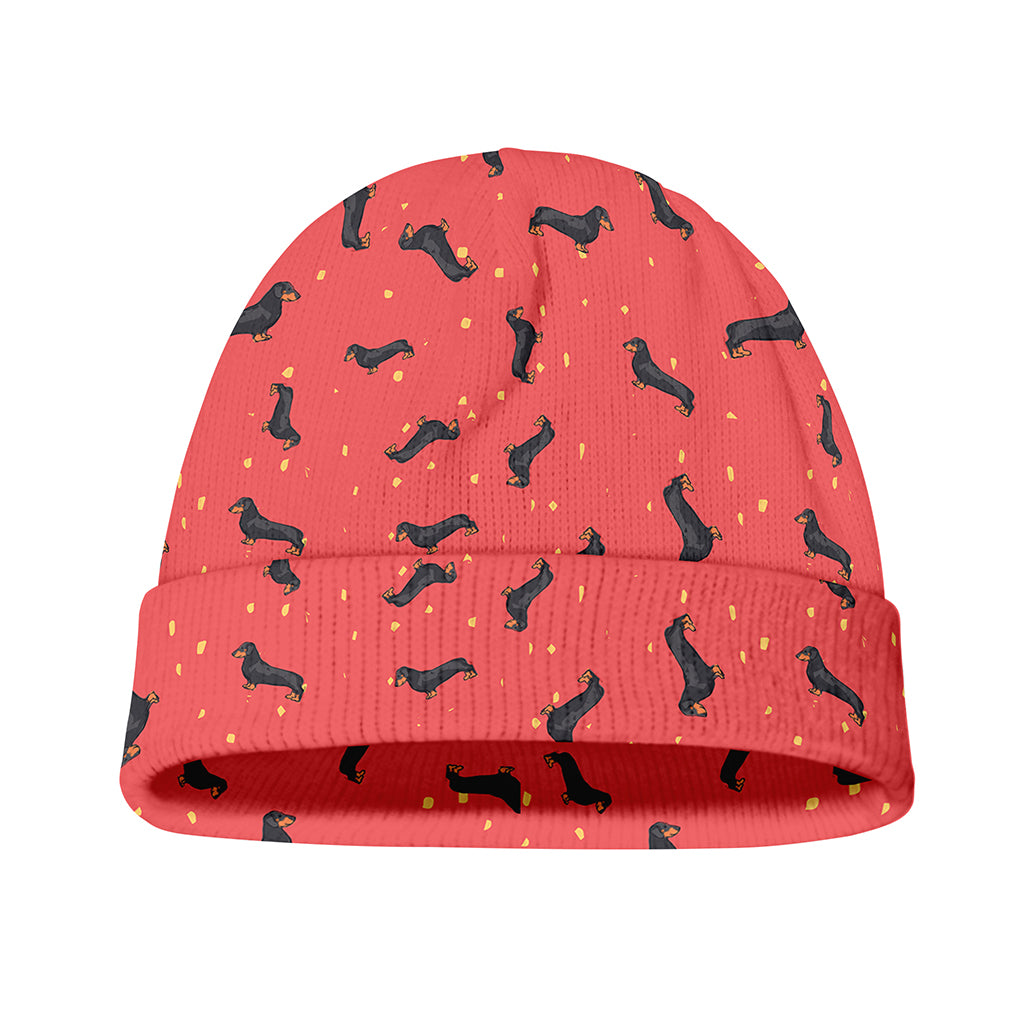Cute Dachshund Pattern Print Beanie