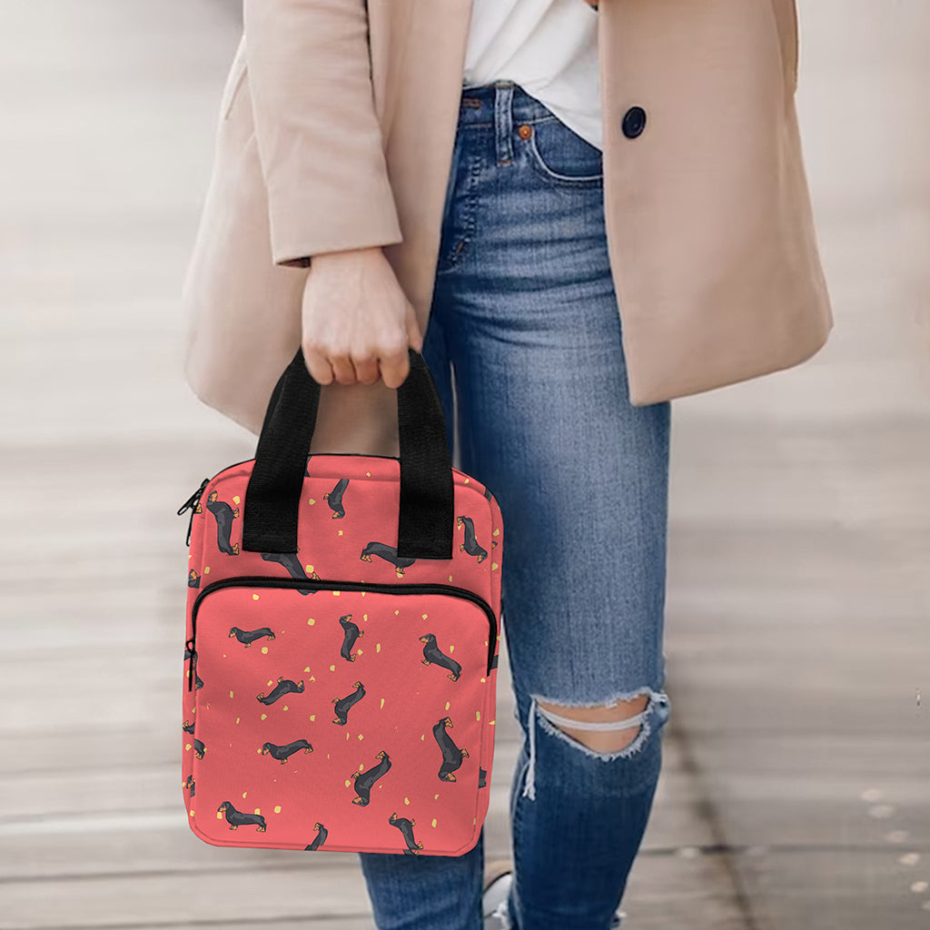 Cute Dachshund Pattern Print Bible Tote Bag
