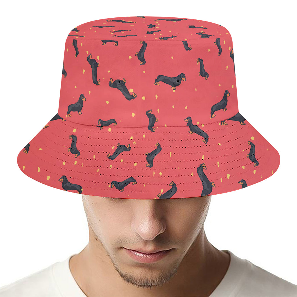 Cute Dachshund Pattern Print Bucket Hat