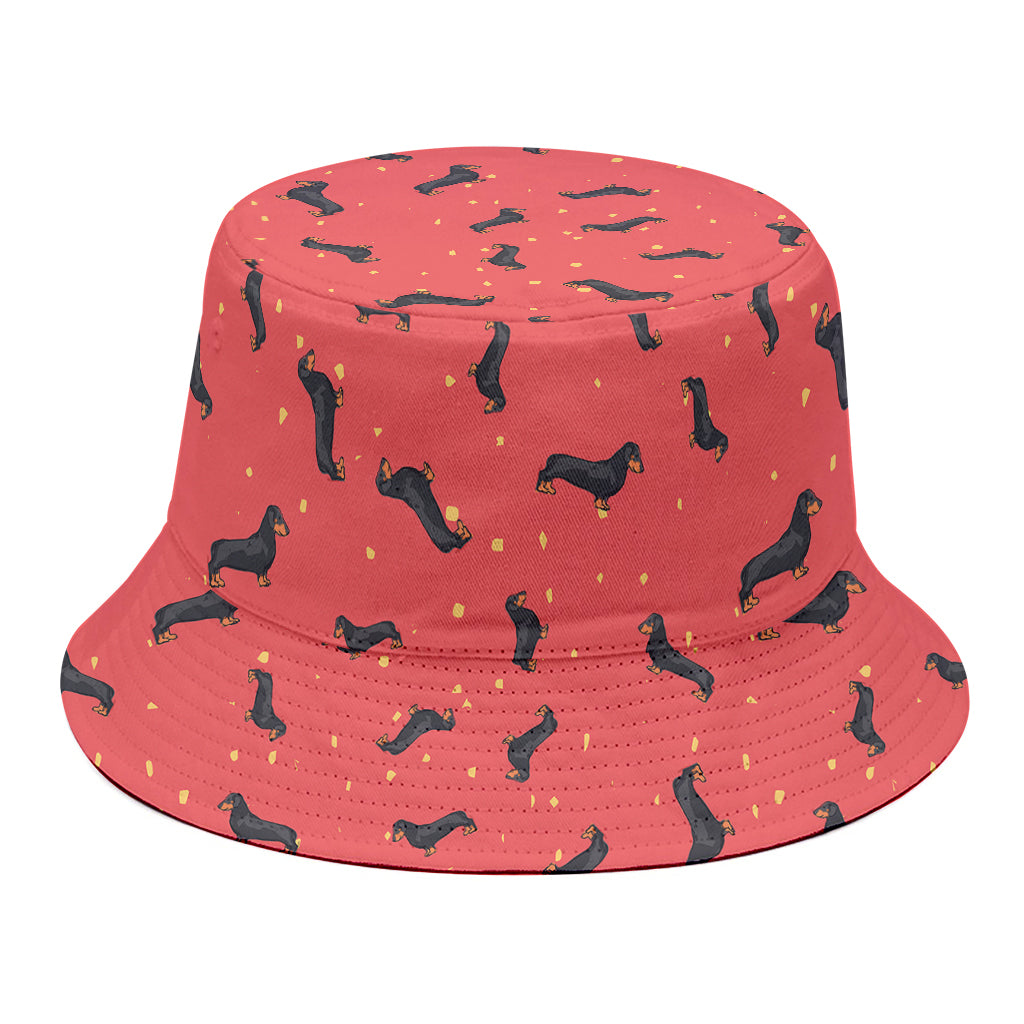 Cute Dachshund Pattern Print Bucket Hat