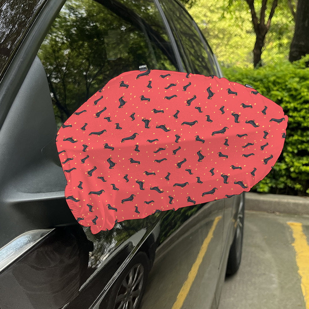Cute Dachshund Pattern Print Car Side Mirror Covers
