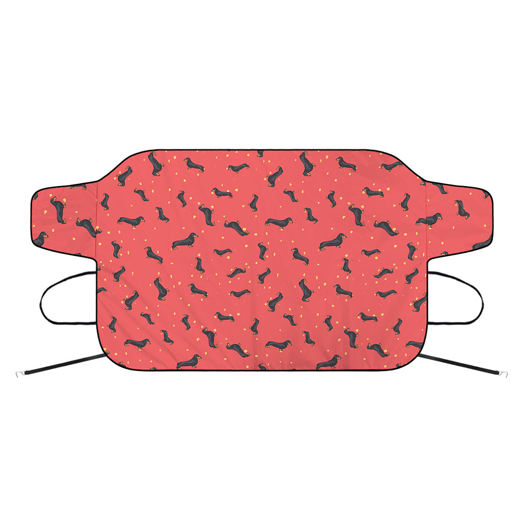 Cute Dachshund Pattern Print Car Windshield Snow Cover