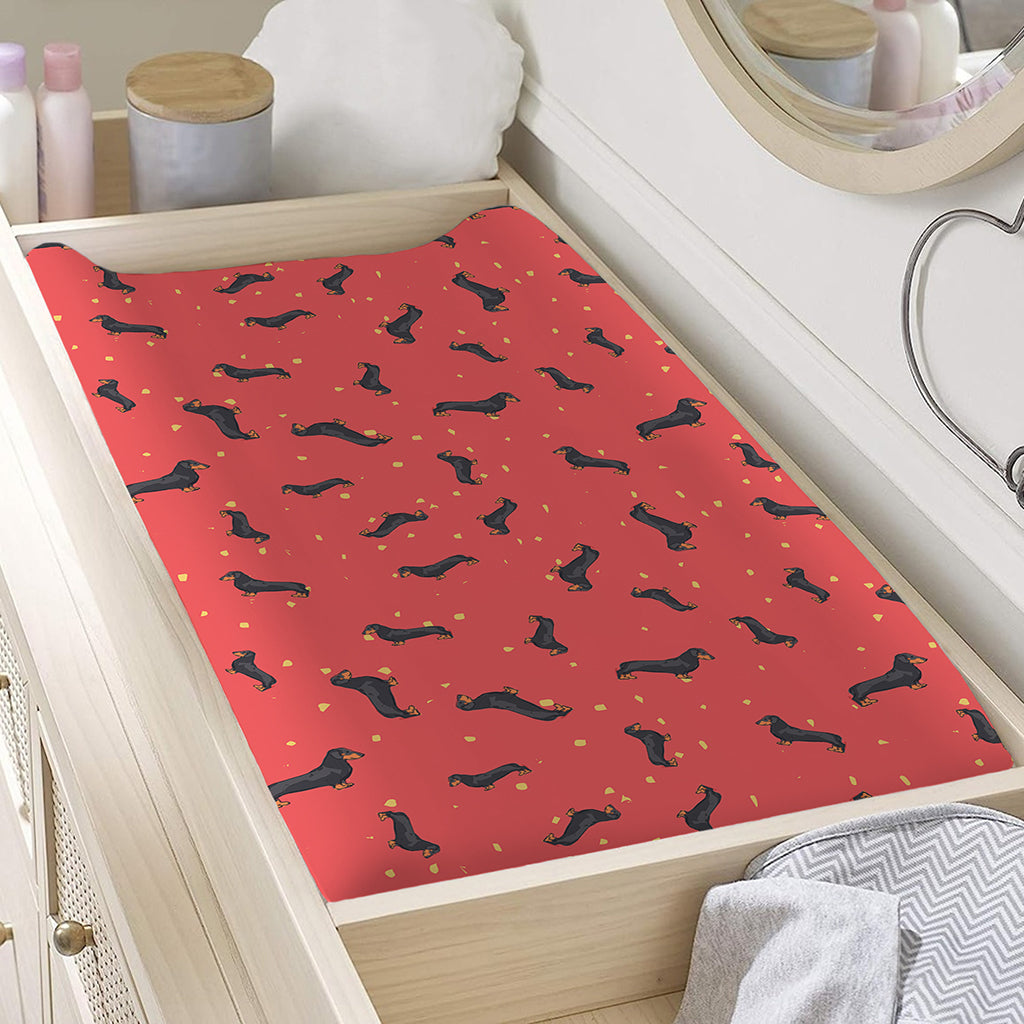Cute Dachshund Pattern Print Changing Pad Cover