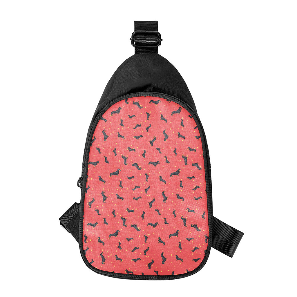 Cute Dachshund Pattern Print Chest Bag