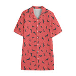 Cute Dachshund Pattern Print Cotton Hawaiian Shirt