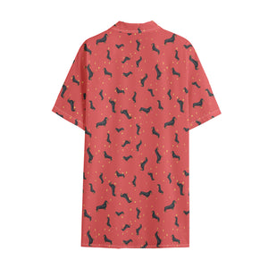 Cute Dachshund Pattern Print Cotton Hawaiian Shirt