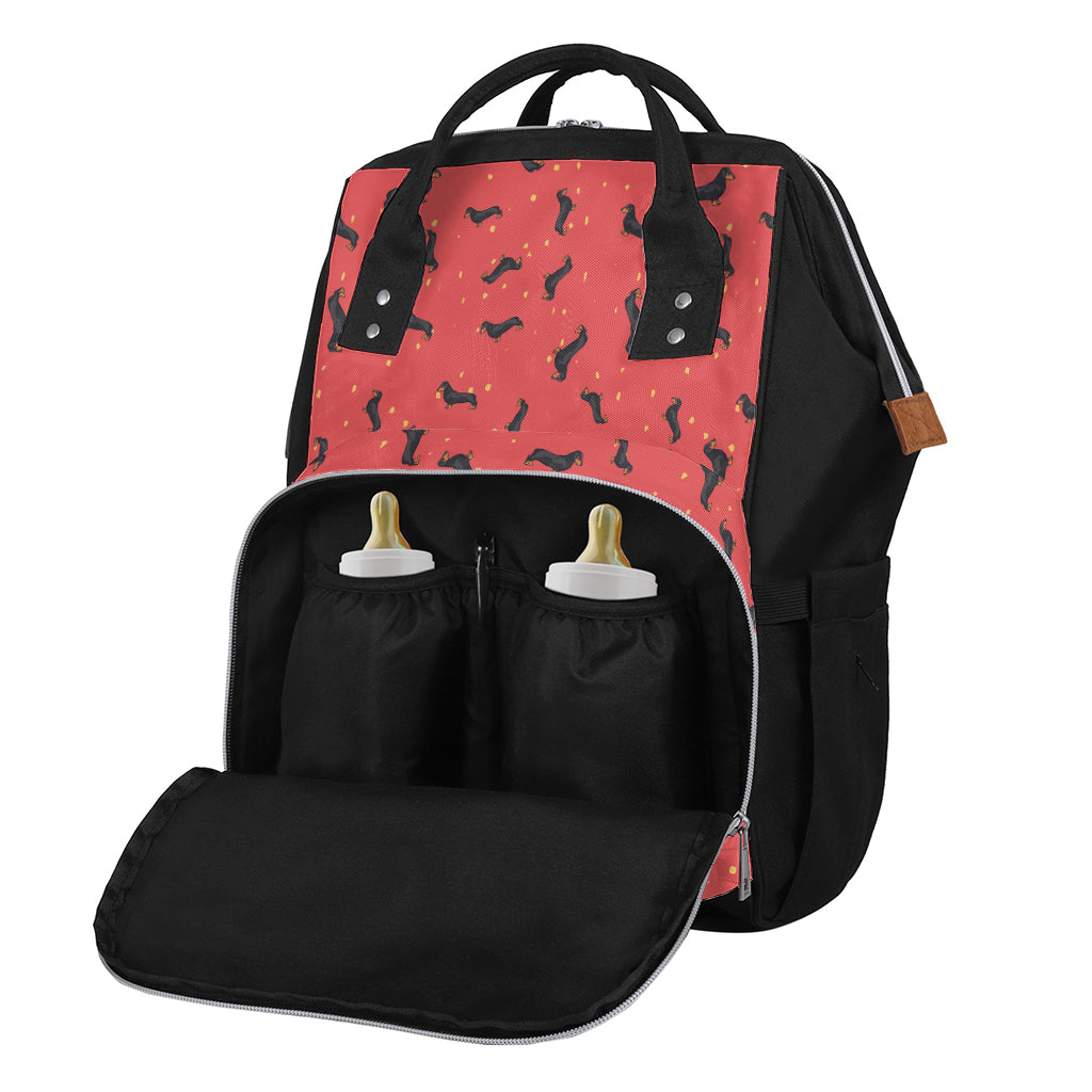 Cute Dachshund Pattern Print Diaper Bag