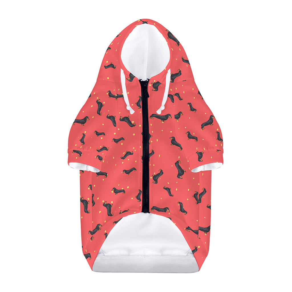 Cute Dachshund Pattern Print Dog Zip Up Hoodie