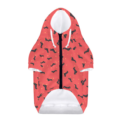 Cute Dachshund Pattern Print Dog Zip Up Hoodie