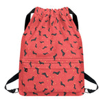 Cute Dachshund Pattern Print Drawstring Backpack