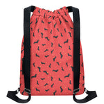 Cute Dachshund Pattern Print Drawstring Backpack