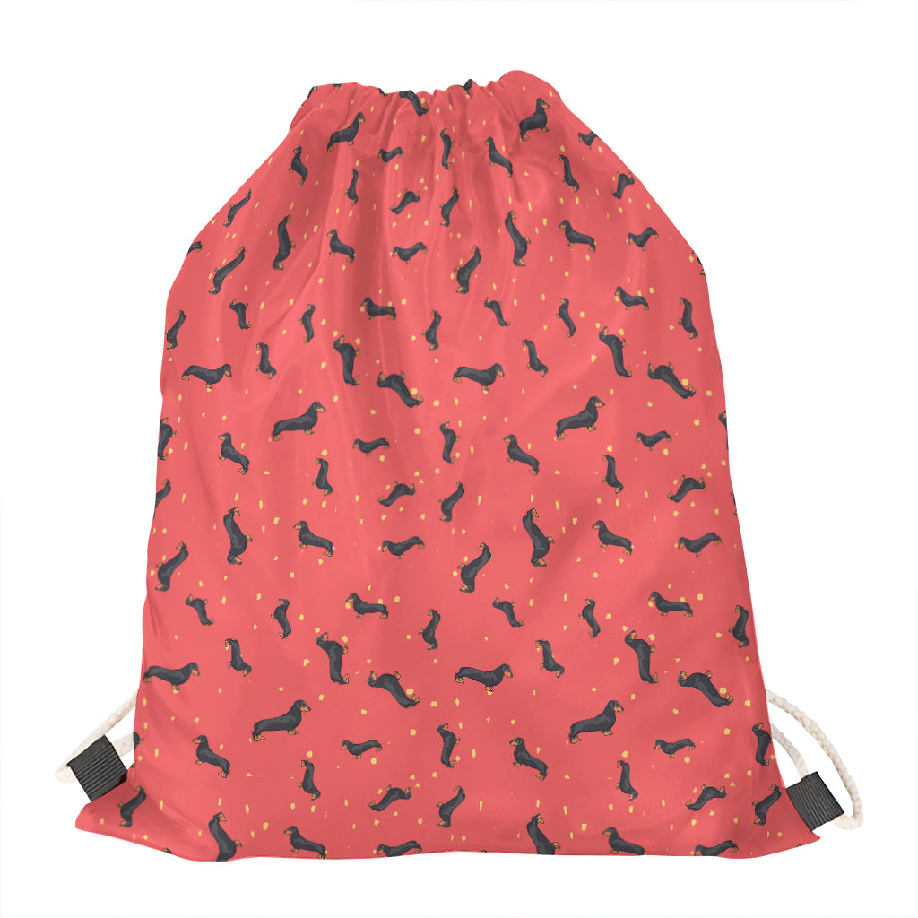 Cute Dachshund Pattern Print Drawstring Bag